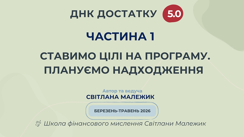 ЧАСТИНА 1. СТАВИМО ЦІЛІ НА ПРОГРАМУ. ПЛАНУЄМО НАДХОДЖЕННЯ