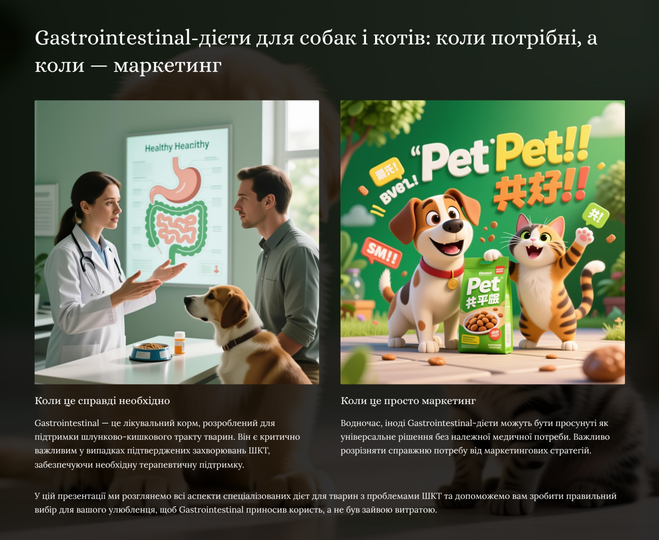 ЧЕК- ЛИСТ Gastrointestinal-дієти для собак і котів: коли потрібні, поради