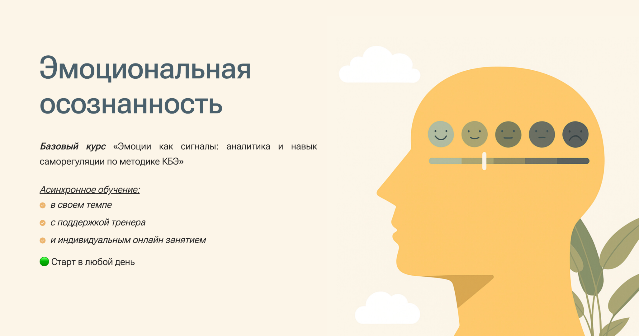Базовый курс «Эмоции как сигналы: аналитика и навык саморегуляции по методике КБЭ»