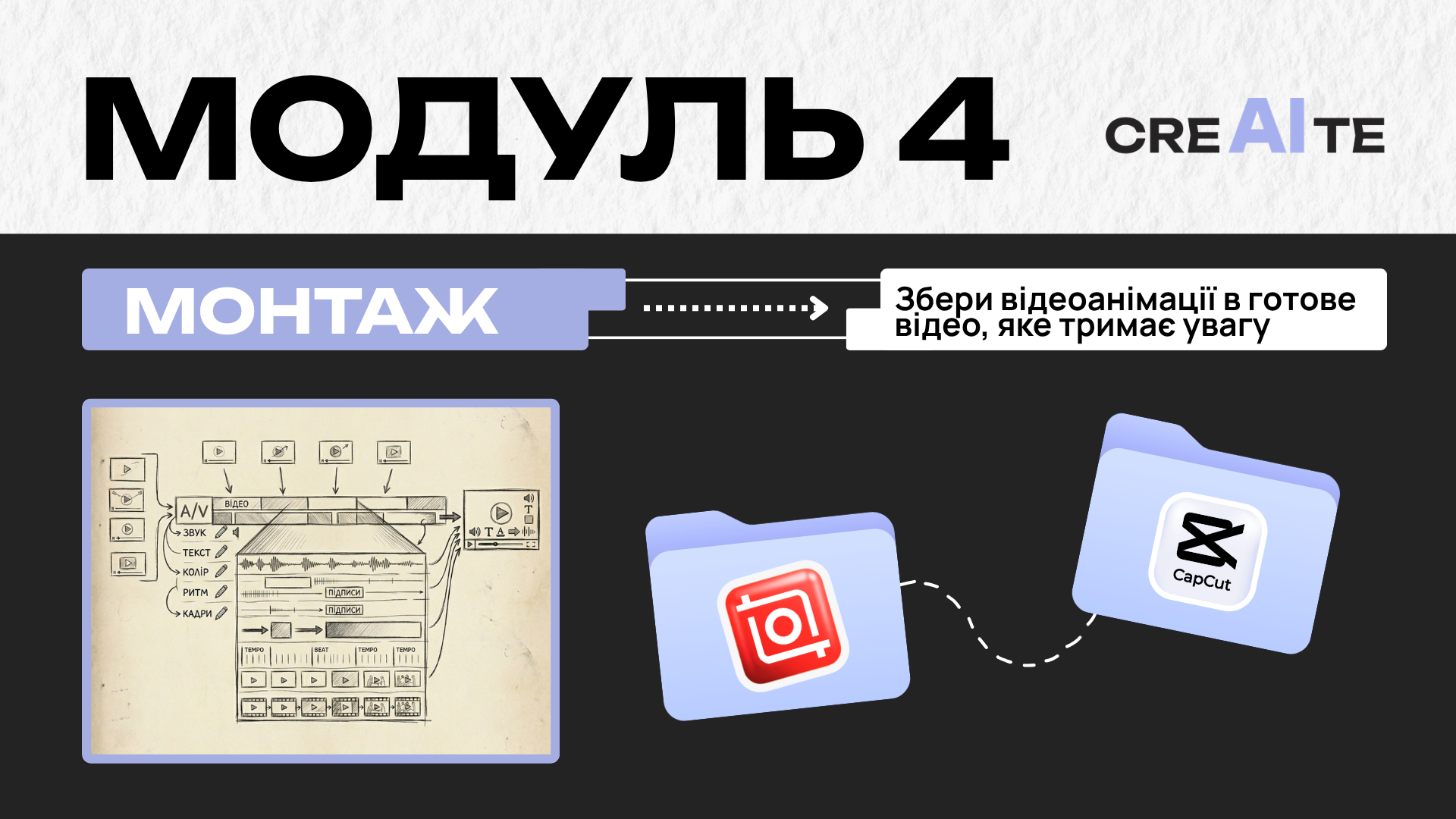 МОДУЛЬ 4: Монтаж. Збери відео-анімації в готове відео, яке тримає увагу