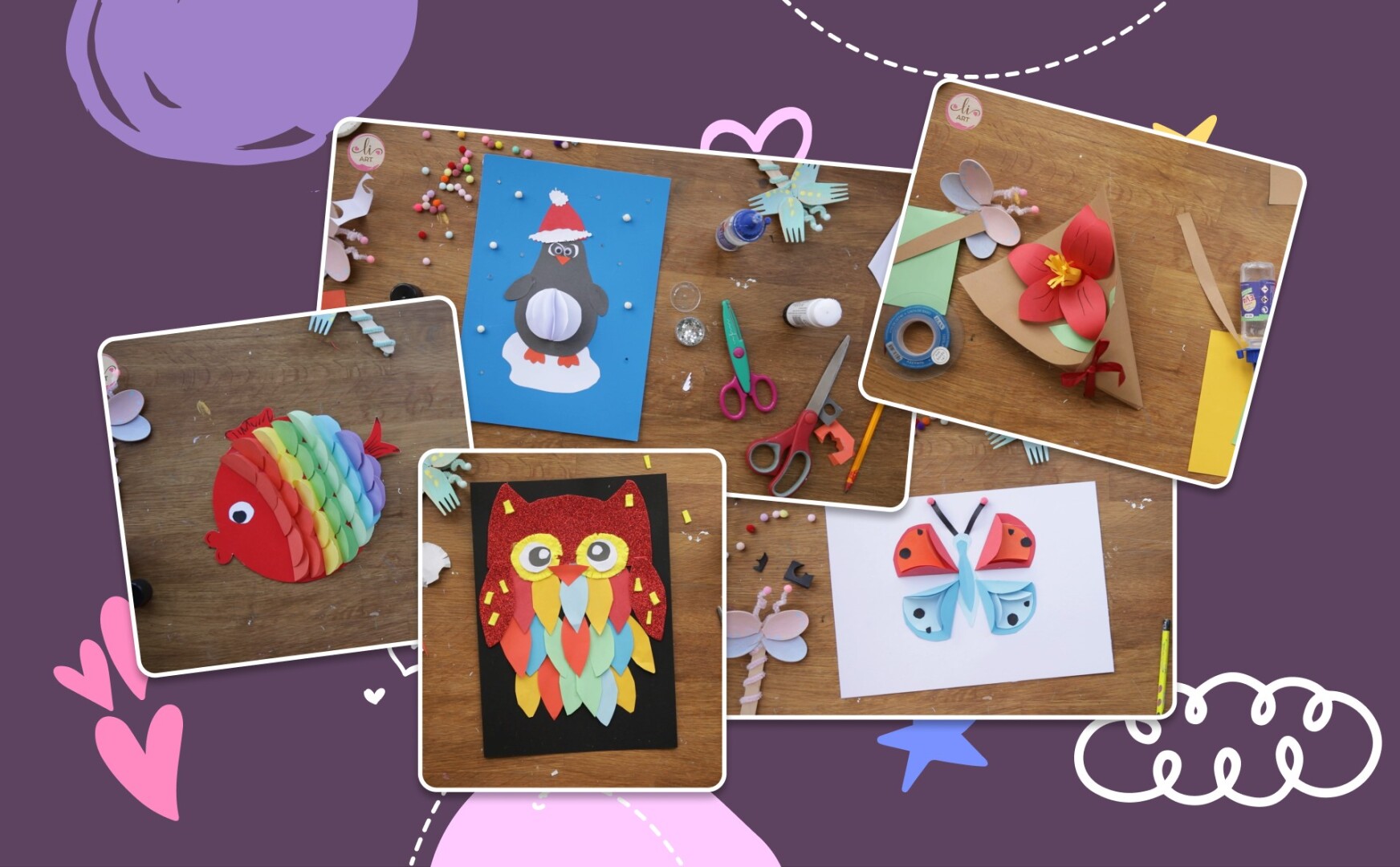 Аппликации из бумаги: объёмные поделки для детей 5+