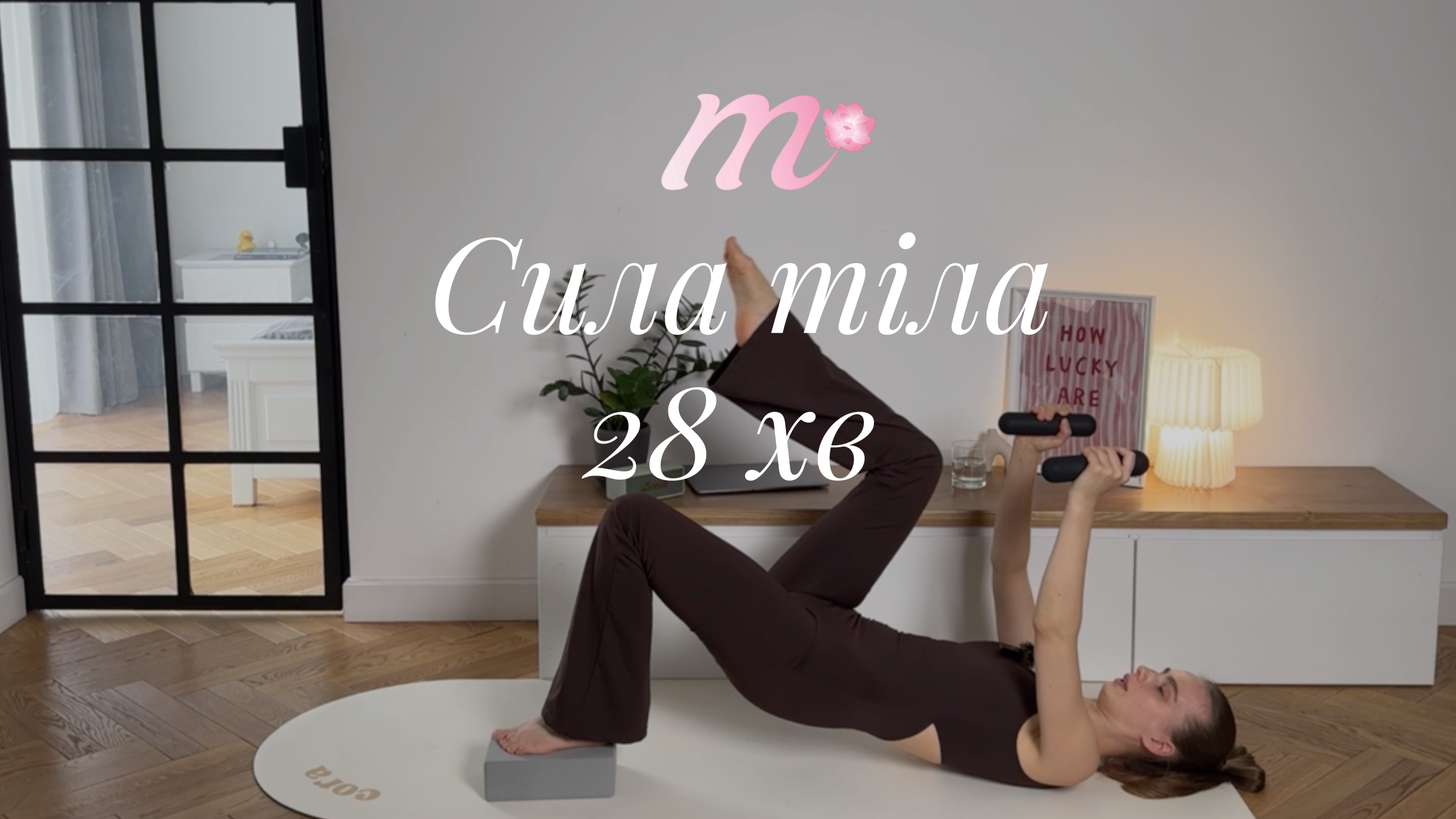 сила всього тіла з гантелями 1-2 кг та блоком | level 2-3 | 28 хв
